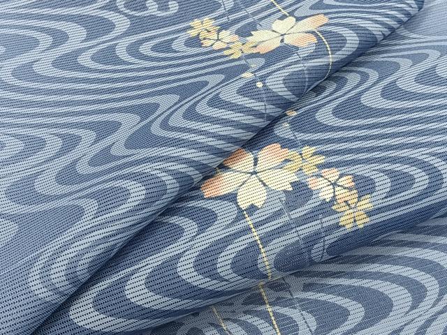 長閑やかさ屋御召しもの＊夏物 小紋 絽 水流花文 洗える御召しもの CABG7199xi