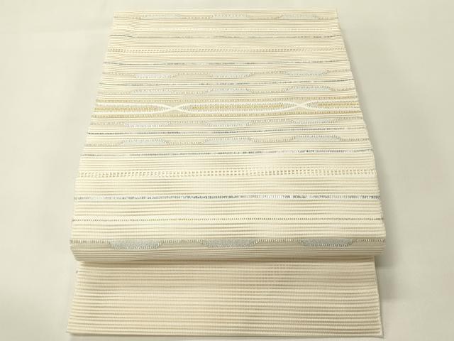 長閑やかさ屋お召しもの＊夏物 八寸名古屋帯 絽綴れ 横段文 現ナマ糸 正絹 珠玉 CABH5876rv