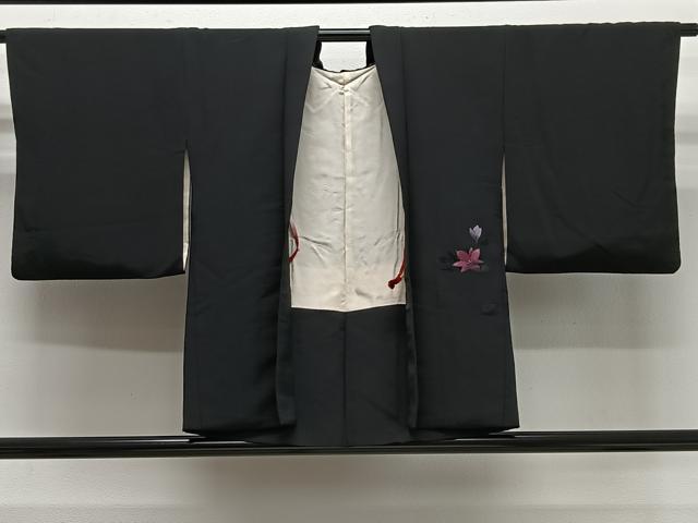平和屋着物#羽織 刺繍 舞花文 黒地 正絹 逸品 CABG3841ua|平和屋