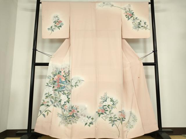 平和屋着物●訪問着　友禅　作家物　花鳥枝花文　暈し染め　正絹　逸品　DABC3541az｜平和屋