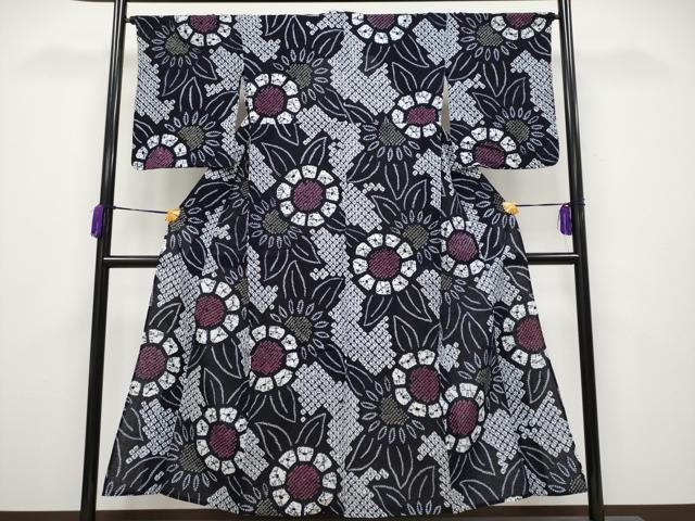 平和屋着物∴極上 夏物 浴衣 有松鳴海絞り 舞花文 綿 逸品 CYAA3646s5|平和屋