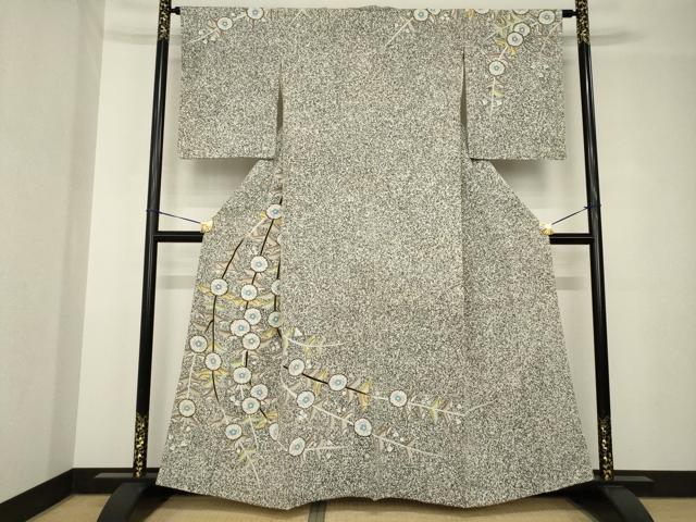 長閑やかさ屋お召しもの●短い訪問着 枝垂れ花文 正絹 珠玉 AABH3346ck レディースファッション-着物