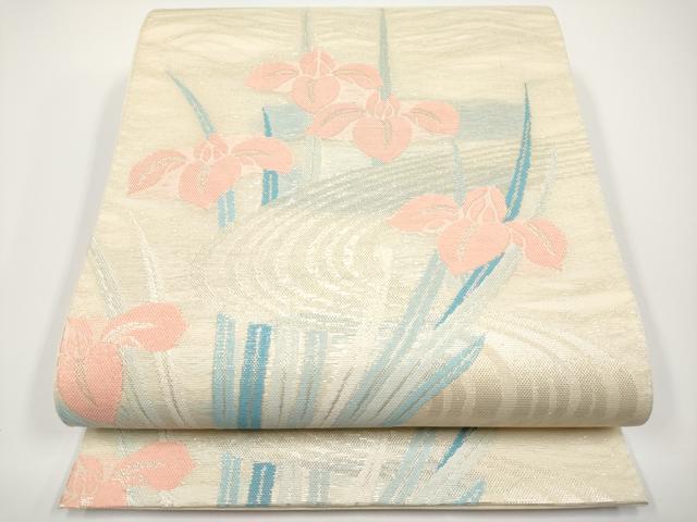 長閑やかさ屋御召しもの＊夏物 六通柄袋帯 花ショウブ 金糸 正絹 珠玉 CABH6142tx