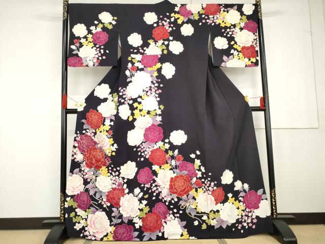 平和屋着物●訪問着 束ね紐枝花文 薔薇 バラ 金彩 正絹 逸品 AABG2736cs|平和屋