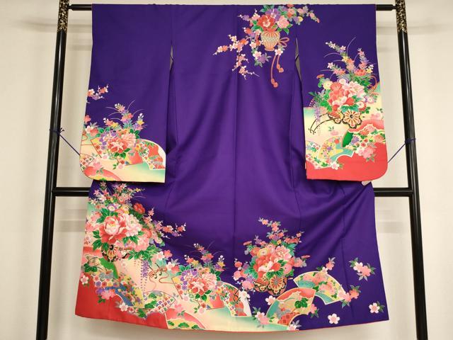 平和屋着物[]七五三　女の子　７歳　祝着　四つ身　花車文　暈し染め　金彩　AABI2660ja｜平和屋