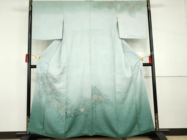 長閑やかさ屋御召しもの●佐波理綴 仕立て上げる者 池口定男 短い訪問着 辻が花 絞り 暈し染め 正絹 珠玉 AABI2625cs