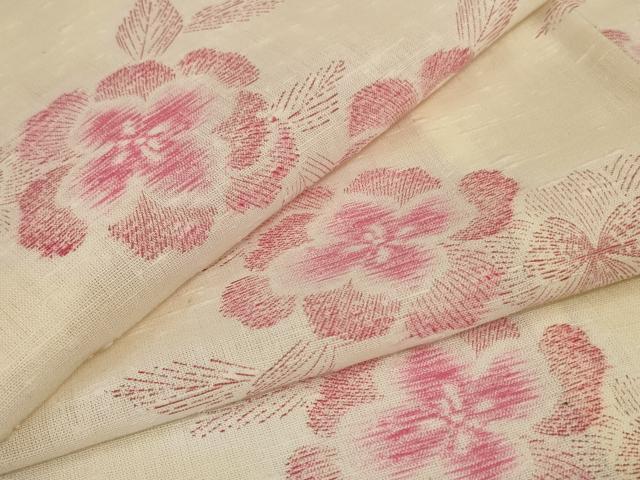 長閑やかさ屋御召しもの＊夏物 小紋 紗 顕花植物文 AABJ2521jd