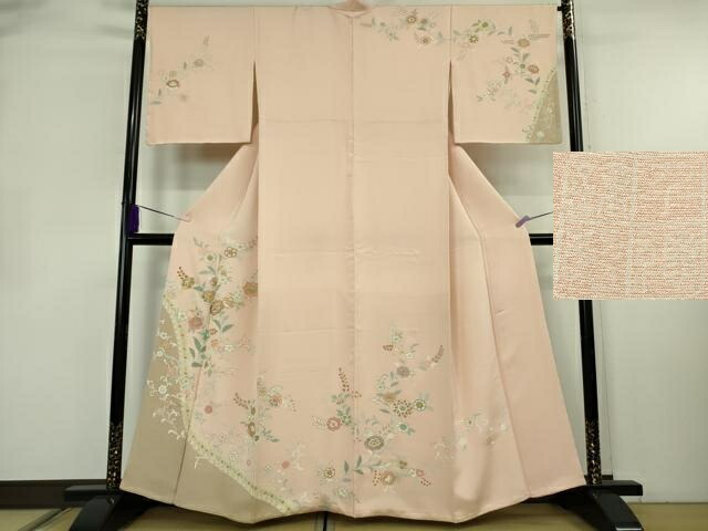 長閑やかさ屋中央局●御前上等 打ち立てる460年・千總 短い訪問着 駒刺しゅう 花唐草文 虹色地 金彩 小田急バス発着場取りまわし 珠玉 DZAB2821kh6