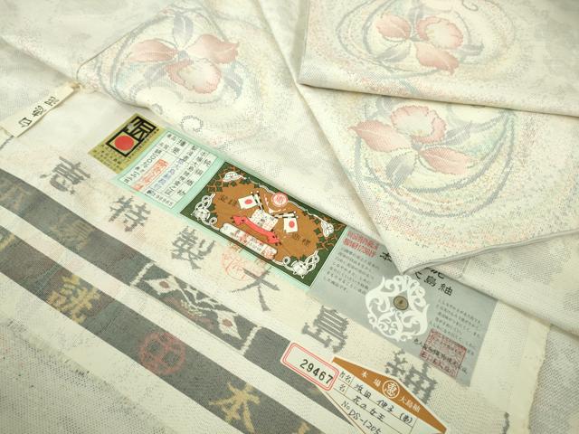 長閑やかさ屋中央局●より良い 発祥地大島紬 白大島 白恵泥 花の統治女王 恵大島紬布切れ謹製 証紙付き添い人 珠玉 未当てはめる DZAB3271kh6