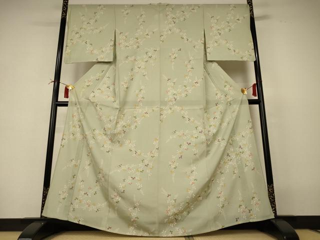 長閑やかさ屋御召しもの＊夏物 小紋 絽 萩文 金彩 正絹 珠玉 AABI4745jd