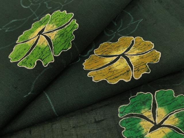 長閑やかさ屋御召しもの＊夏物 小紋 紗紬 ろうけつ染め 顕花植物文 正絹 珠玉 AABJ2524jd