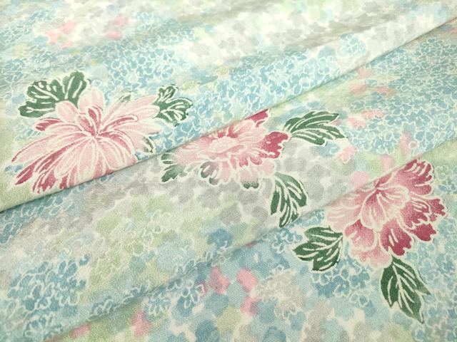 長閑やかさ屋御召しもの▽飛び切りな小紋 単衣 菊名取り草文 正絹 珠玉 DABE4510az