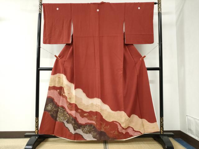 長閑やかさ屋御召しもの●晴れ晴れしい色留袖 絞り 刺しゅう 道長松竹梅見晴らし花文 金彩 鬼しぼクレープ 正絹 珠玉 CABB4325yc