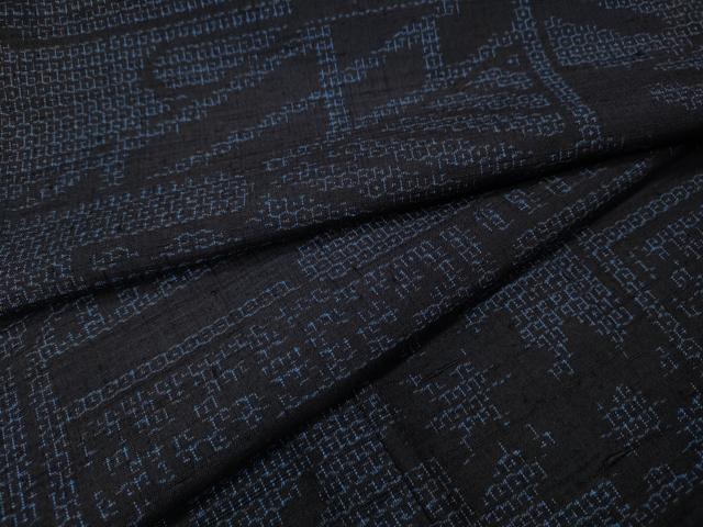平和屋着物●結城紬 80亀甲 風景草木文 正絹 逸品 CABH9875ut|平和屋
