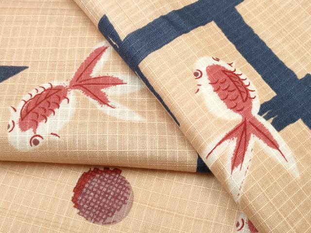 平和屋着物∴夏物 浴衣 綿紅梅 金魚 逸品 CAAW1121ng