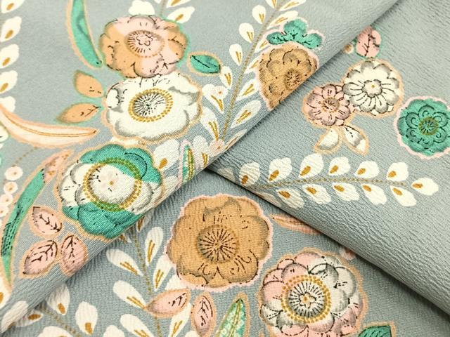 平和屋着物▽小紋 単衣 枝葉文 洗える着物 CAAW3023ut