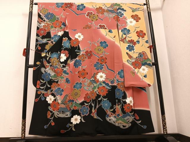 平和屋着物●豪華振袖　紅型　花鳥文　暈し染め　正絹　逸品　AABG8545ph｜平和屋