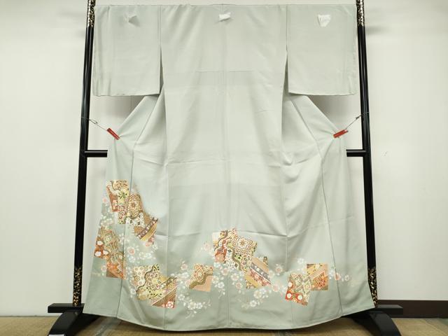 長閑やかさ屋御召しもの●晴れ晴れしい色留袖 駒刺しゅう 色紙重ね正倉院花文 暈し染め 金彩 やまと誂製 正絹 珠玉 未当て嵌める CABG5475ut