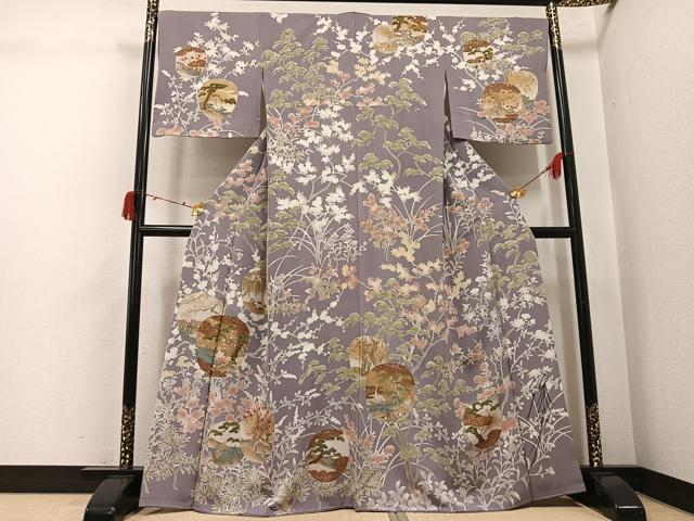 平和屋着物●藤あや子 訪問着 駒刺繍 松竹梅群れ鶴文 金彩 正絹 逸品 AABJ3041ph|平和屋