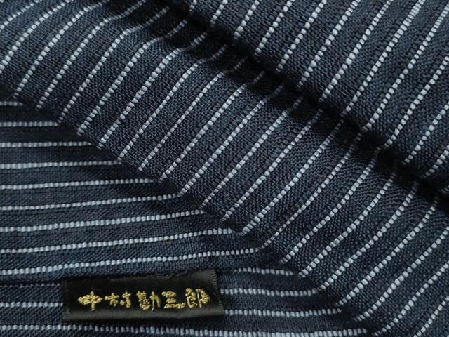 長閑やかさ屋御召しもの＊夏物 成人男性 中村勘三郎 小千谷ちぢみ 縞 麻 珠玉 未当て嵌める CABB2327ze