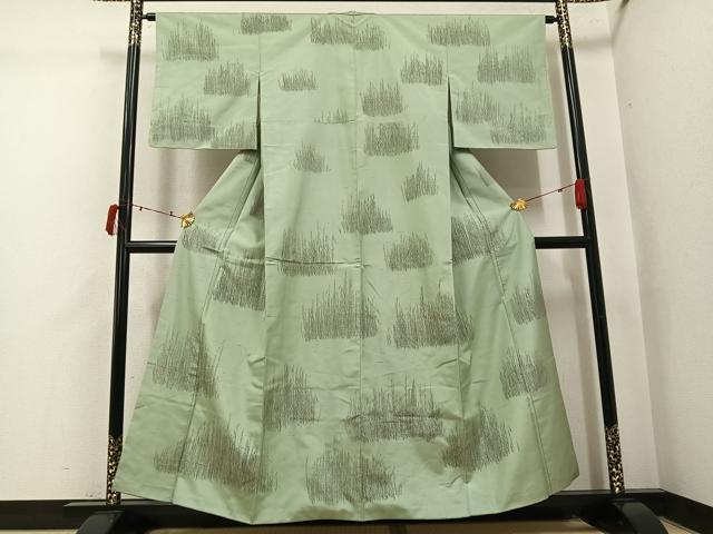 長閑やかさ屋御召しもの●短い訪問着 紬地 植物文 正絹 珠玉 AABI8497ph