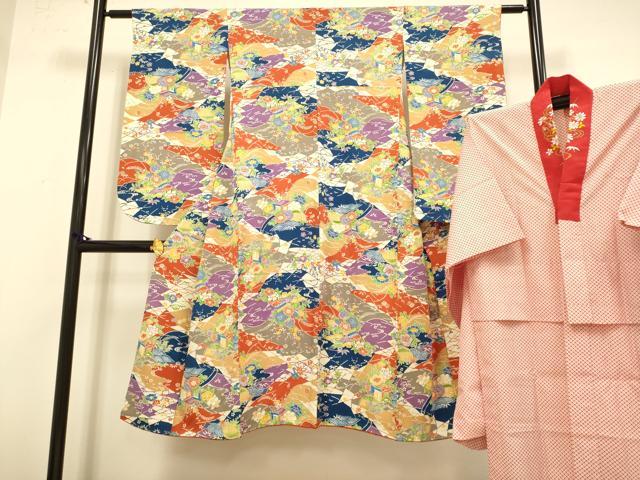 長閑やかさ屋中央局[]飛び切り 赤ちゃん うしろ帯 9・10歳 小紋・肌付き(半衿刺しゅう)仕掛ける 立浪御所車花文 珠玉 DZAB3235kh6