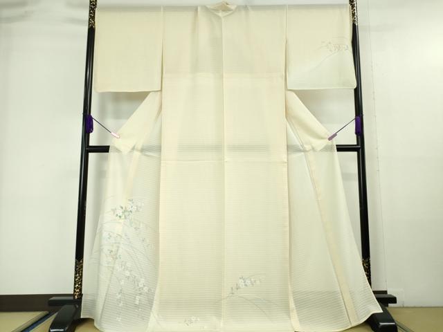 長閑やかさ屋中央局■飛び切り 夏物 短い訪問着 変わり絽 枝花 短冊 ひな鳥色地 暈し染め 珠玉 DZAA6336kh5