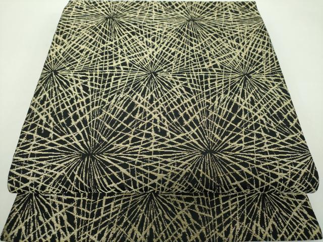 平和屋着物●龍村美術織物　九寸開き名古屋帯　敷松葉　黒地　金糸　正絹　逸品　DABD1705ps｜平和屋