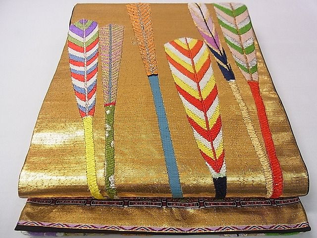 長閑やかさ屋中央局●最御膳上等 龍村平蔵製 六通柄 本袋帯 唐織 大祝矢 黒地 現ナマ糸 珠玉 3s30525