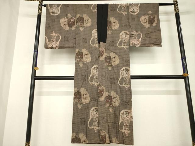 平和屋着物●セミアンティーク　男性　長襦袢　袷　陶器文　象　AABH8825ck｜平和屋 23,400円