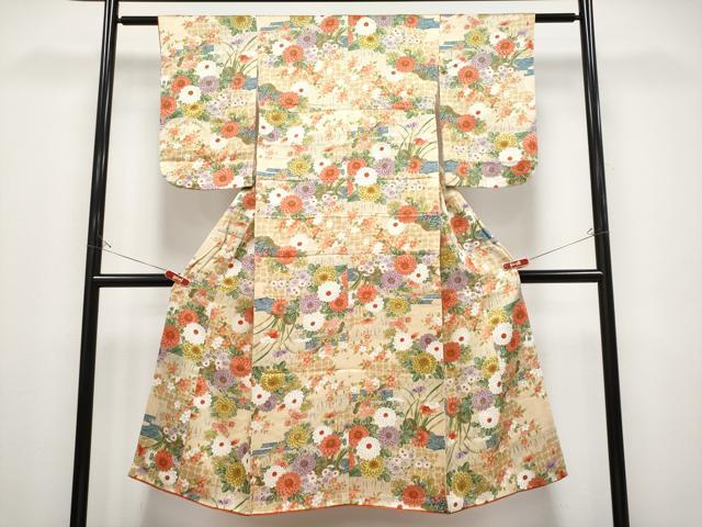 長閑やかさ屋御召しもの[]飛び切り 七五三 うしろ帯 7歳 祝着 被子植物文 金彩 珠玉 CYAA4453s6