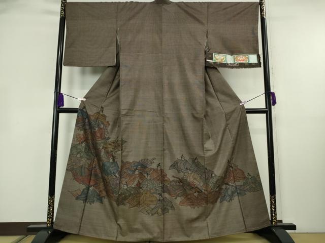 長閑やかさ屋中央局●御前上等 絣の巫女寄せ師 恵積五郎 発祥地大島紬 恵大島布切れ謹製 発祥地大島紬 短い訪問着 9マルキ 泥染 三十六歌仙 証紙付き添い人 珠玉 DZAB4181kh6