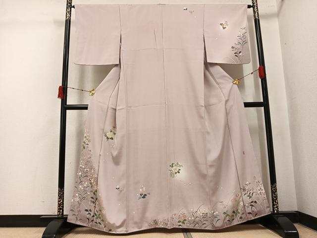 平和屋着物●訪問着　友禅　作家物　草葉文　暈し染め　正絹　逸品　AABK4410ph｜平和屋