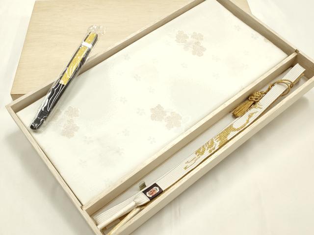 平和屋本店●和装小物　帯締め・帯揚げ・扇子セット　礼装用　高麗組 綾出し　花柄　金糸　亀房付き　逸品　未使用　AABJ1138ay｜平和屋 7,189円