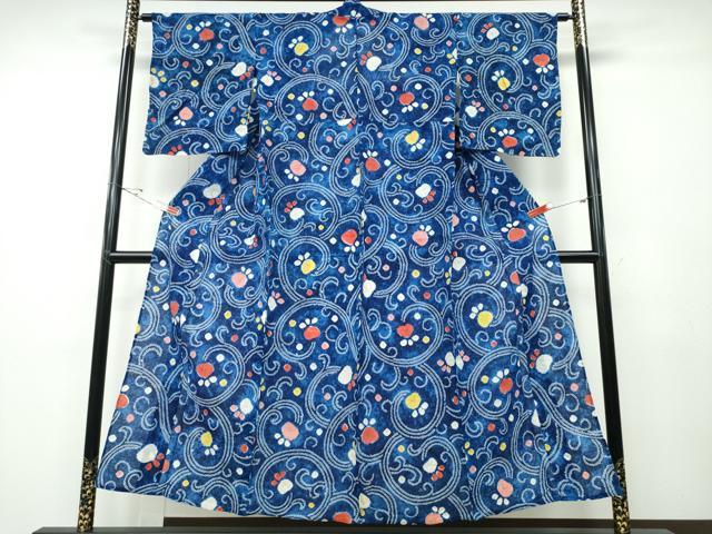 平和屋着物∴夏物 浴衣 有松鳴海絞り 花唐草文 綿 逸品 CABD2686ng|平和屋