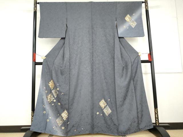 長閑やかさ屋お召しもの●短い訪問着 舞花菱文 暈し染め 現ナマ彩 正絹 珠玉 AABG2747cs