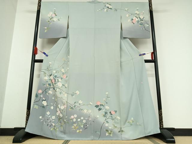 ❰6331❱ フルセット　訪問着 十日町友禅作家 一梗　袋帯　帯締め　正絹　着物 楽天市場】平和屋着物○十日町友禅作家 一梗 訪問着 枝花文 暈し染め