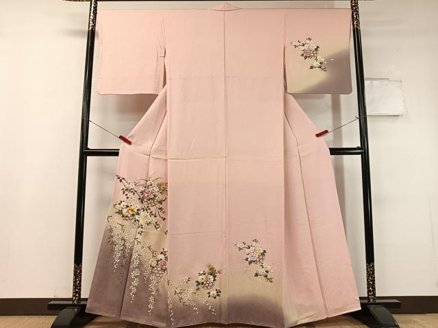 平和屋着物●訪問着　刺繍　花篭文　暈し染め　金彩　さが美扱い　正絹　逸品　CABC9687vp｜平和屋