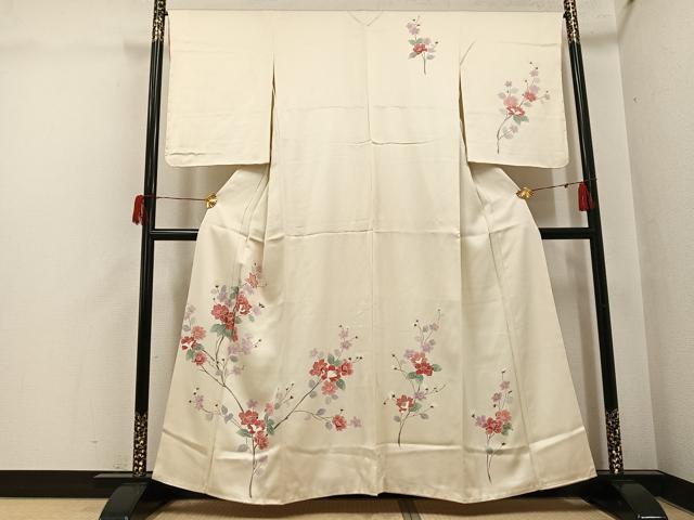 長閑やかさ屋御召しもの●短い訪問着 枝花文 正絹 珠玉 未当て嵌める AABH5352ph
