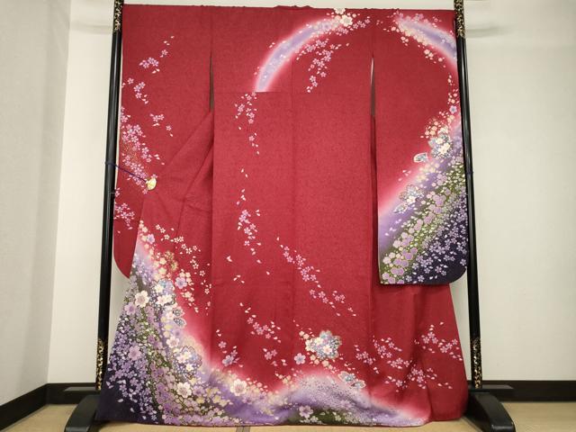 平和屋着物●豪華振袖　舞桜　暈し染め　金彩　銀通し地　やまと誂製　正絹　逸品　AABH3359ck｜平和屋