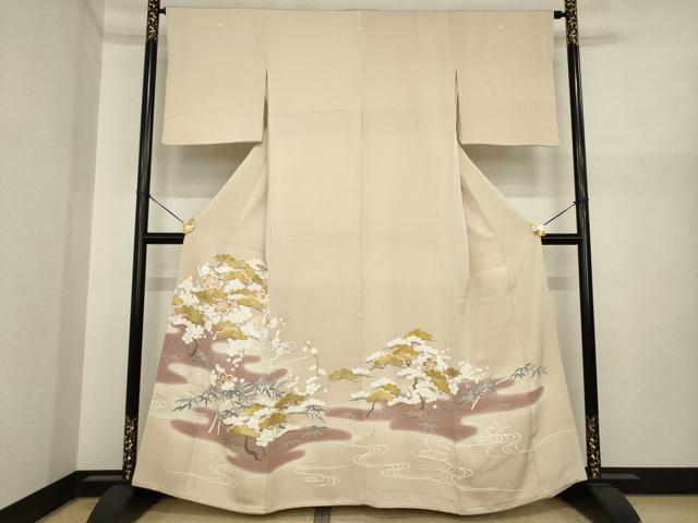 長閑やかさ屋御召しもの●打ち立てる460年・千總 色留袖 駒刺しゅう 松竹梅水流文 金彩 正絹 珠玉 AABI9652ck