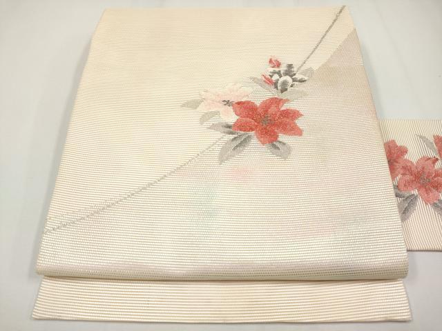 長閑やかさ屋御召しもの＊夏物 九寸名古屋帯 枝花文 正絹 珠玉 CABG3532tx
