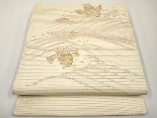 長閑やかさ屋御召しもの＊夏物 九寸開き名古屋帯 鯉 金糸 正絹 珠玉 CABH6001tx