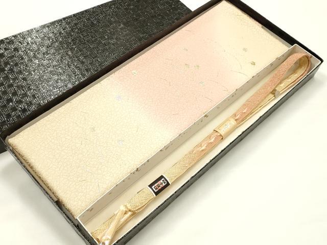 平和屋着物●和装小物　帯締め・帯揚げセット　笹浪組　芝花文　金銀彩　暈し染め　逸品　未使用　AABJ8928ay｜平和屋