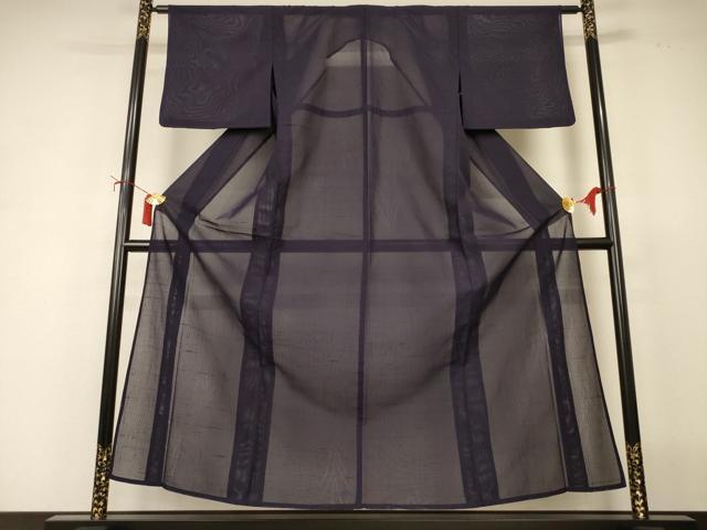 長閑やかさ屋御召しもの＊夏物 紗紬 色無地 草葉紋紗 黒紅色 正絹 珠玉 AABI9939jd