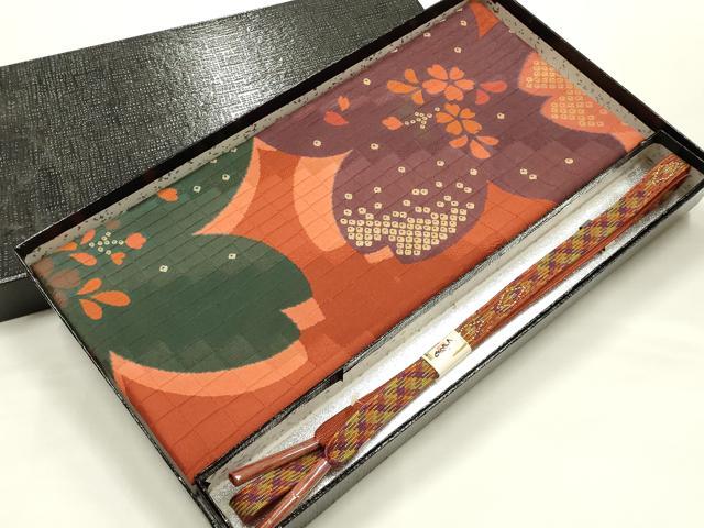 平和屋着物●和装小物 帯締め・帯揚げセット 高麗組 花柄 金銀糸 丹後ちりめん 正絹 逸品 未使用 AABJ8969ay|平和屋