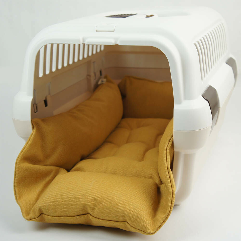 ペットが喜ぶ キャリー クッション ベッド 丈夫な ビンテージ11号 帆布生地 マスタード Sサイズ ヘレンズ ペットベッド 犬 猫 キャンピング ペット クレートマット クレートクッション クレートベッド Magazinpegas Cz