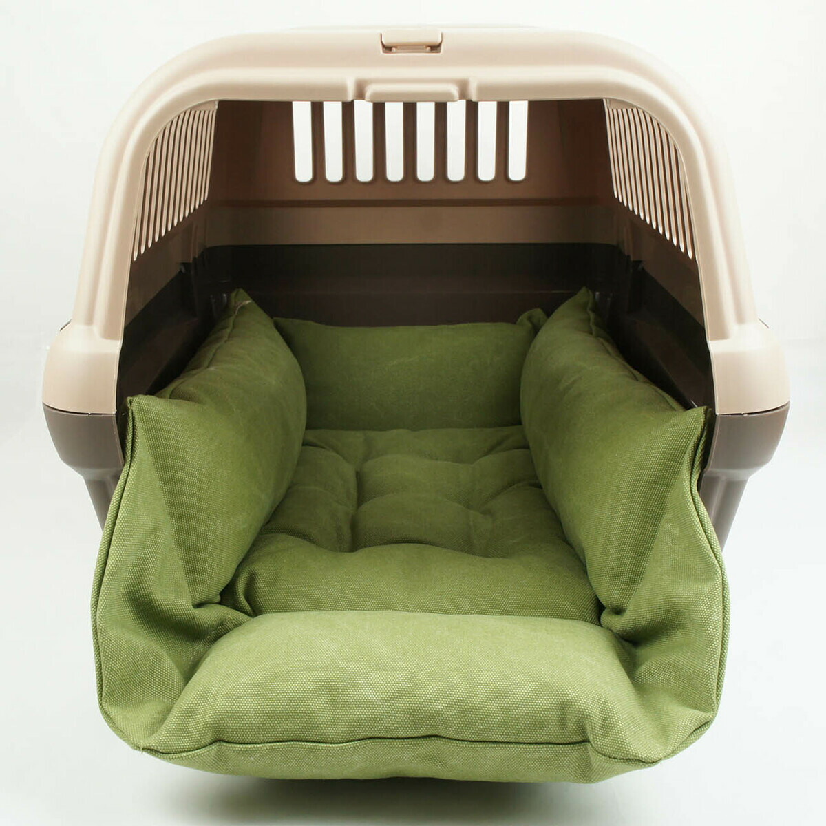 ペットが喜ぶ キャリー クッション ベッド 丈夫な ビンテージ11号 帆布生地 リーフ Mサイズ ヘレンズ ペットベッド 犬 猫 キャンピング ペット クレートマット クレートクッション クレートベッド Artingroup Ae