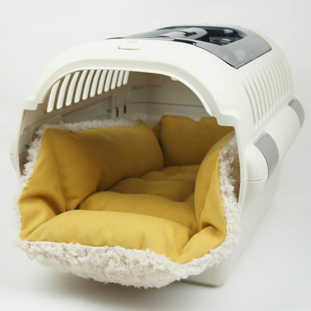 ー品販売 のペットが喜ぶ クッション ベッド クッション カフェマット ３wayで使えます クッション 帆布生地 ヘレンズ マスタードファー キャリー ビンテージ11号 丈夫な 猫 ベッド Sサイズ ヘレンズ ペットベッド 犬 猫 キャンピング ペット クレートマット