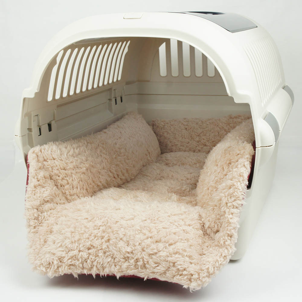 ペットが喜ぶ キャリー クッション ベッド 丈夫な ビンテージ11号 帆布生地 バーガンディファー Mサイズ ヘレンズ ペットベッド 犬 猫 キャンピング ペット クレートマット クレートクッション クレートベッド Liceochiloe Cl